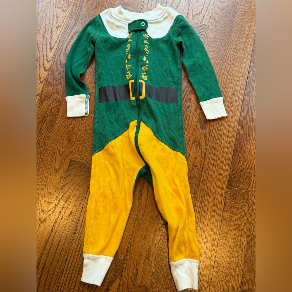 Hanna Andersson Green and Yellow Elf Sleeper size 18-24m